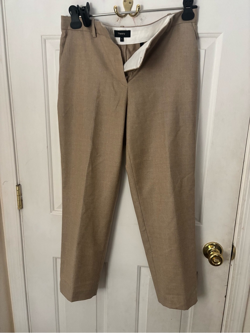 Theory Women's Tailored Straight-Leg Pants in Beige